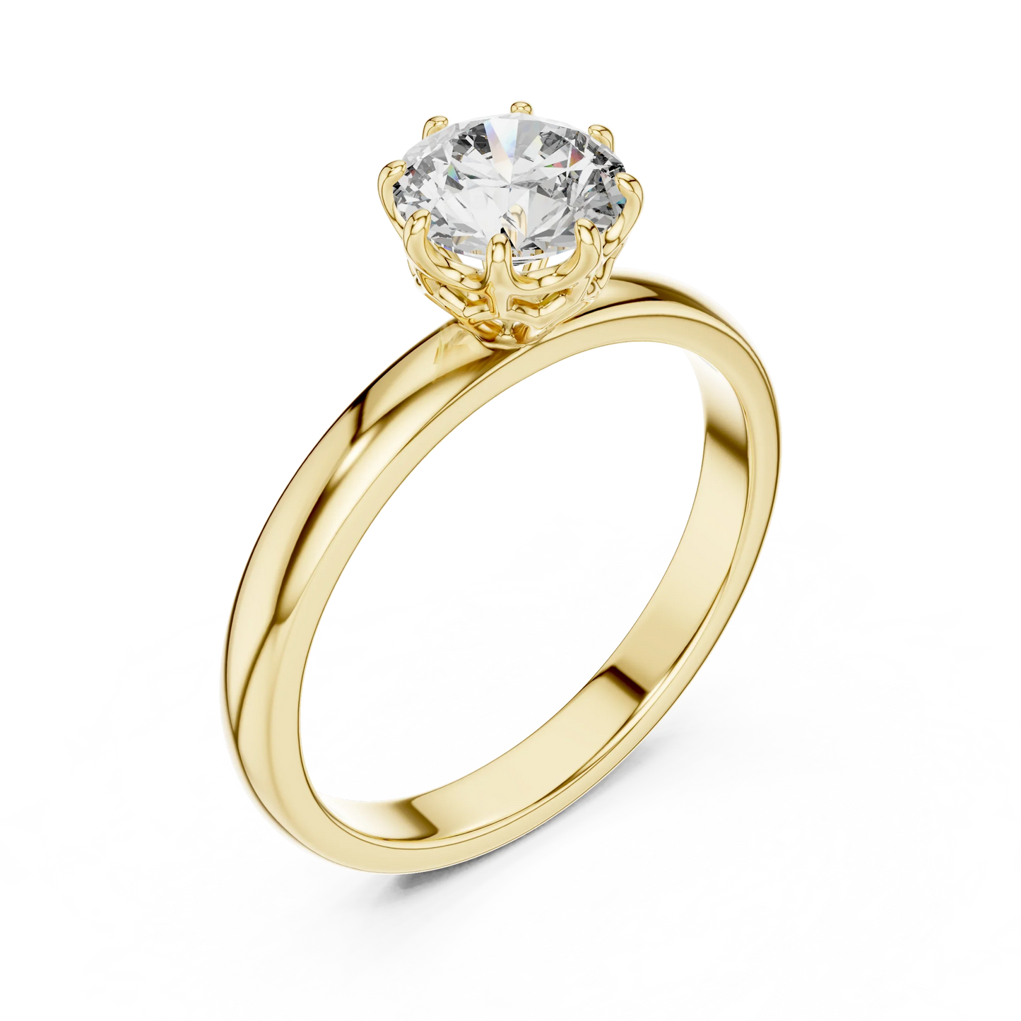 1ct Round Diamond Vintage Crown Solitaire Ring
