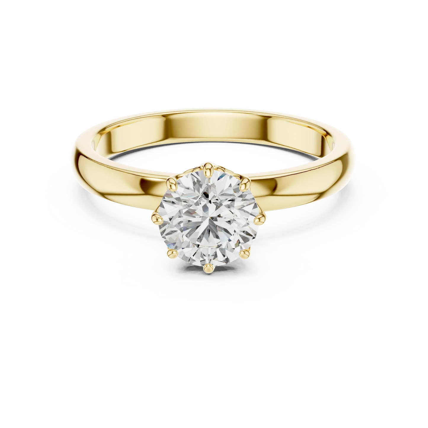 1ct Round Diamond Vintage Crown Solitaire Ring