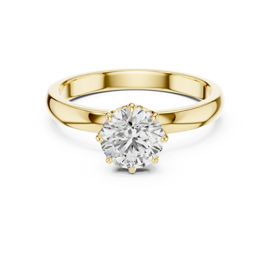 1ct Round Diamond Vintage Crown Solitaire Ring
