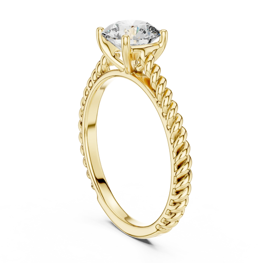 1ct Round Diamond Solitaire with Twisted Rope Band