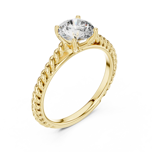 1ct Round Diamond Solitaire with Twisted Rope Band