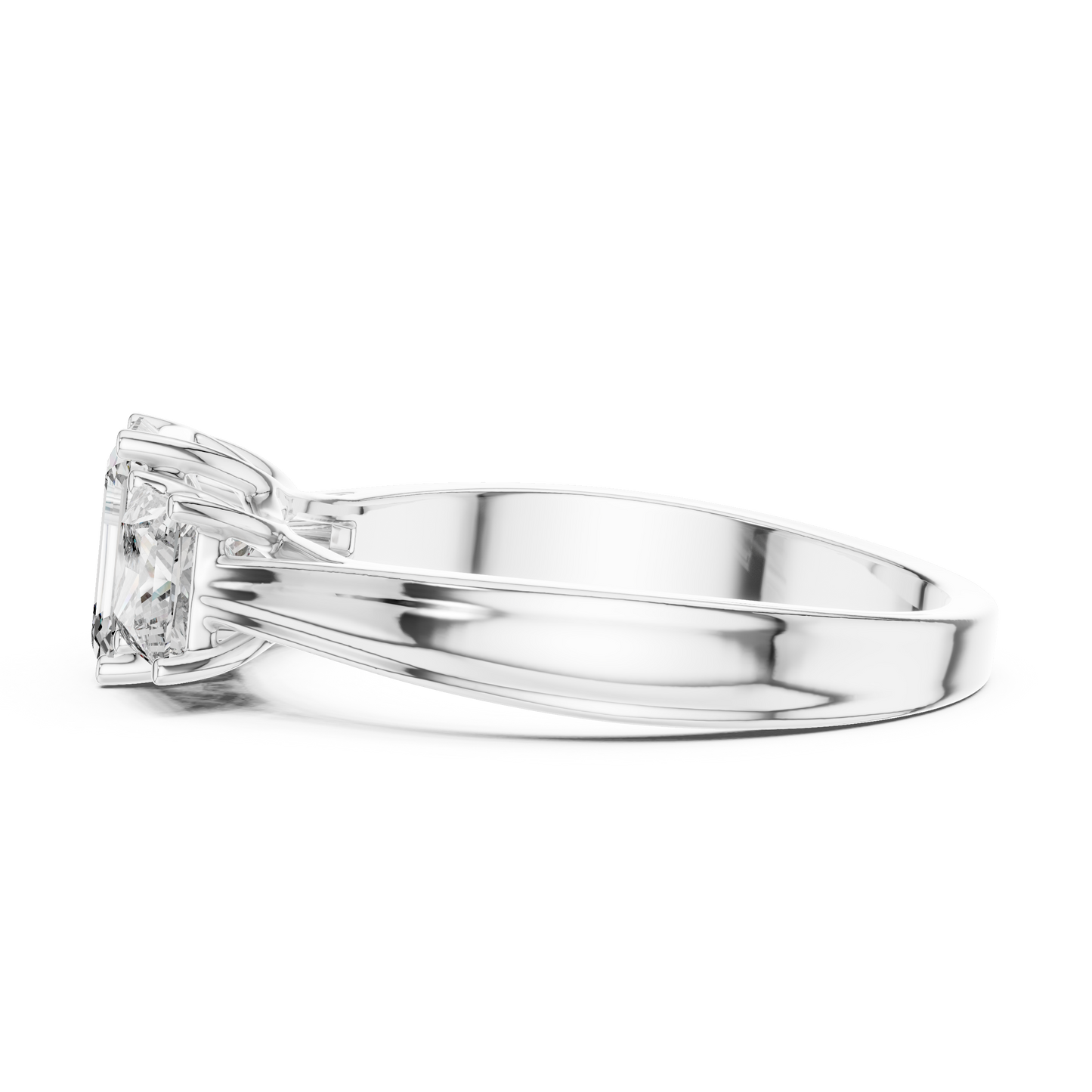 Emerald Princess cut Three Stone Ring