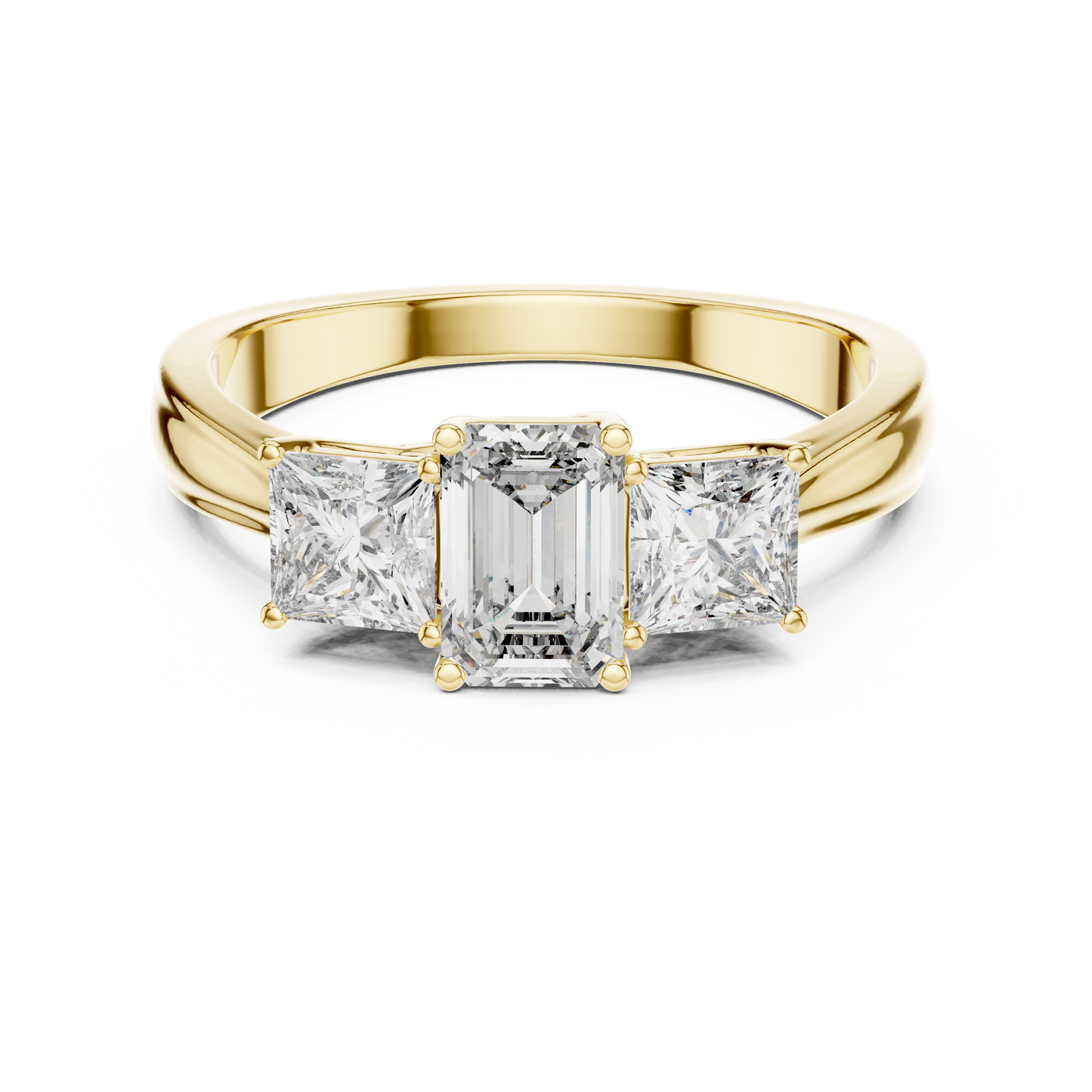 Emerald Princess cut Three Stone Ring