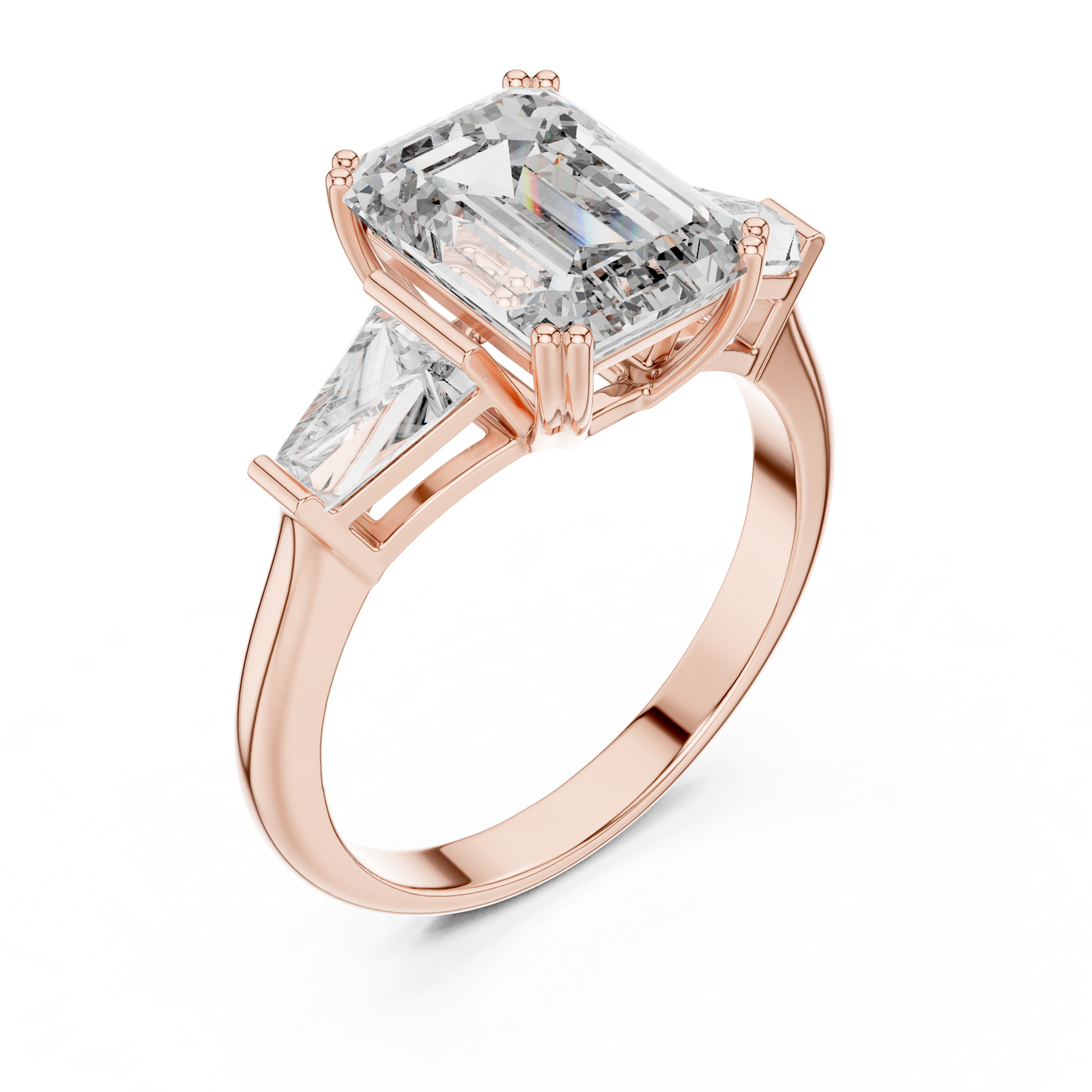 Emerald Cut Three Stone Ring