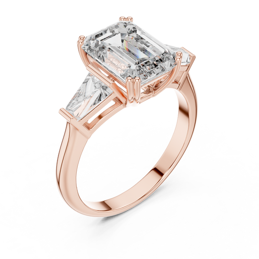 Emerald Cut Three Stone Ring