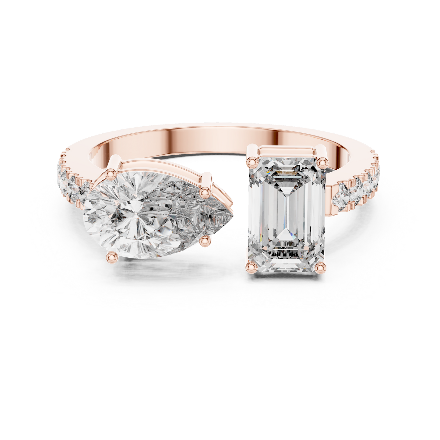 Pear and Emerald Cut Toi et Moi Ring
