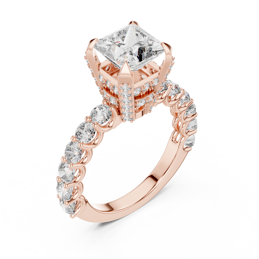 Princess Cut Hidden Halo Ring