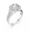 Round Halo Split Shank Engagement Ring