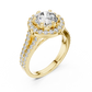 Round Halo Split Shank Engagement Ring