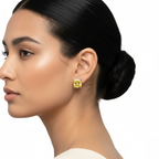 Yellow Gold Cushion Diamond Stud Earrings