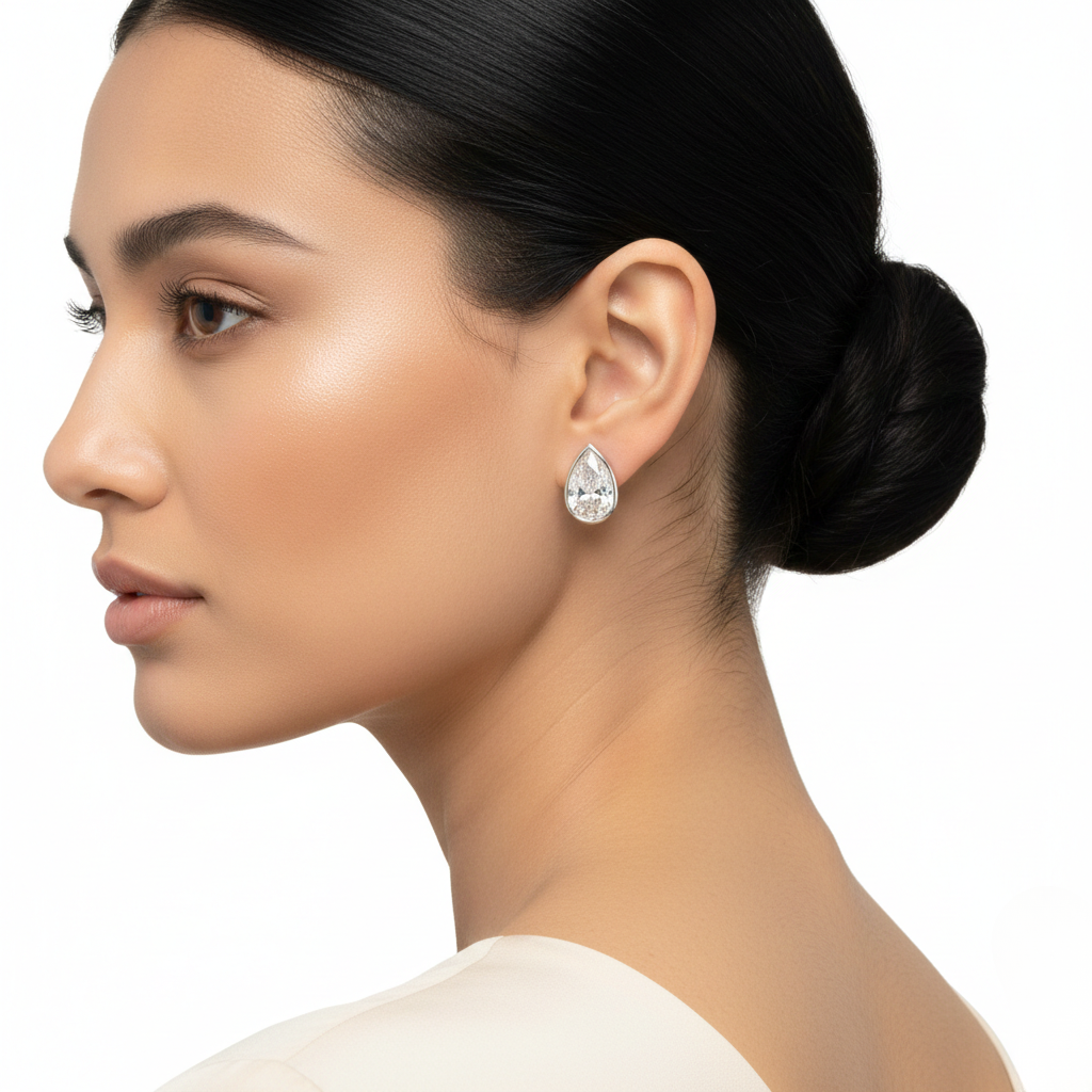 Yellow Gold Pear Diamond Stud Earrings