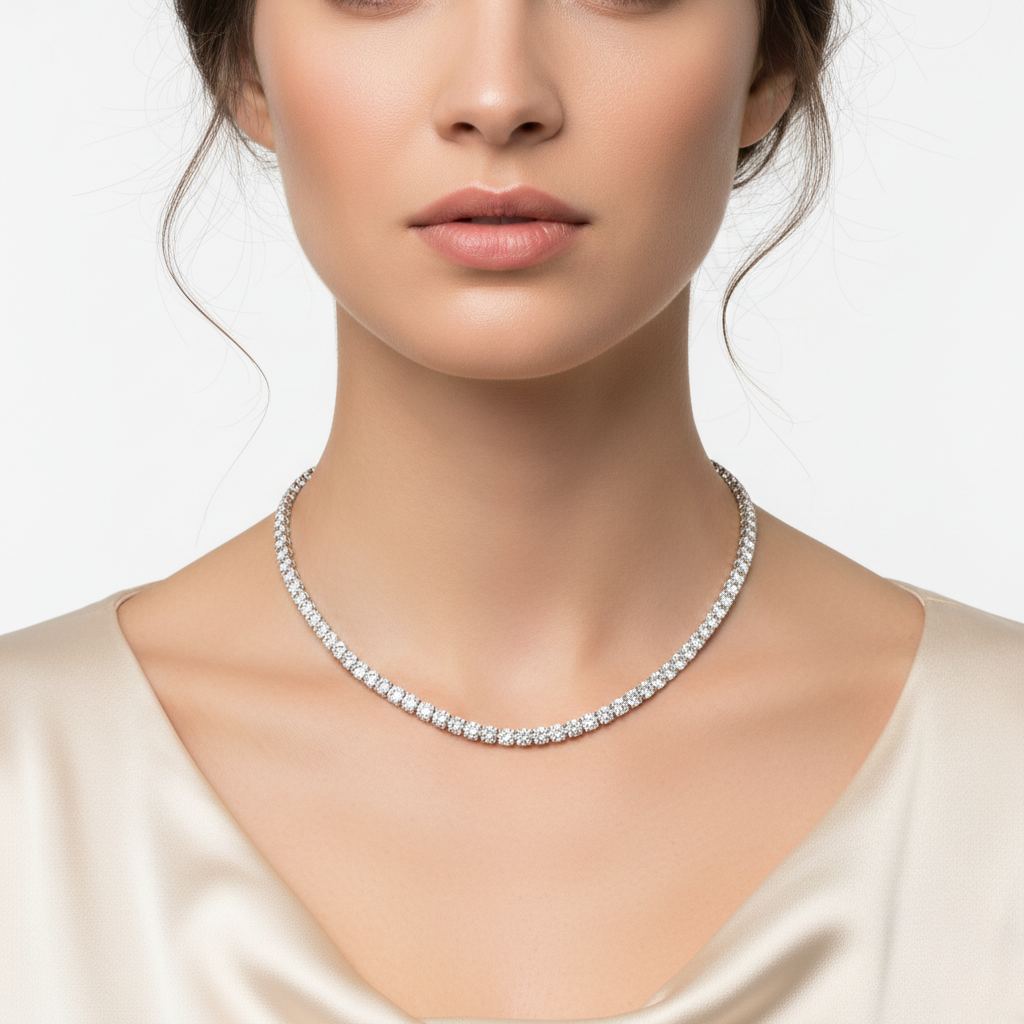 White Gold Round Diamond Necklace