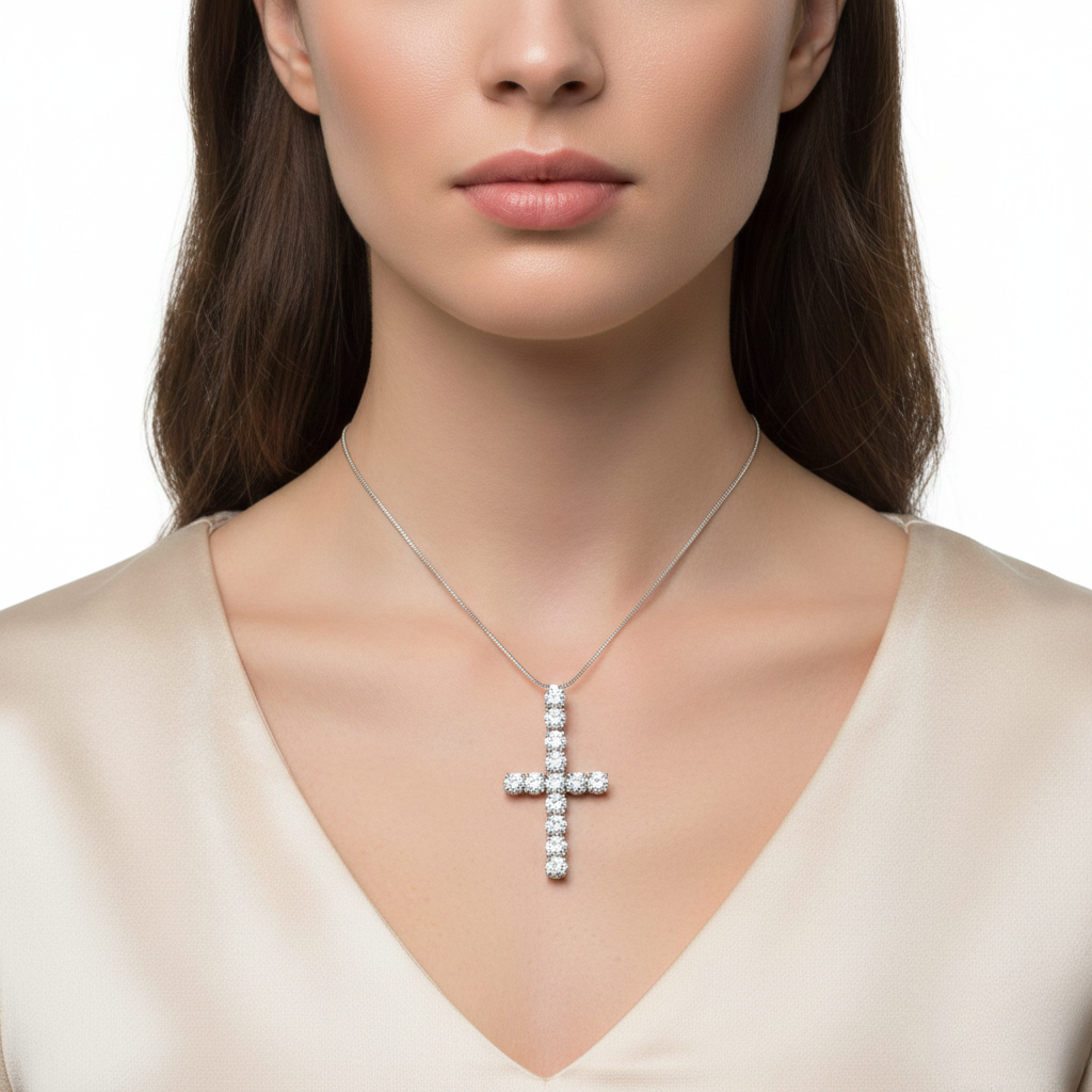 White Gold Round Diamond Pendant