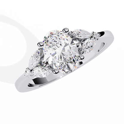 Oval Engagement Ring with Marquise Side Stones
