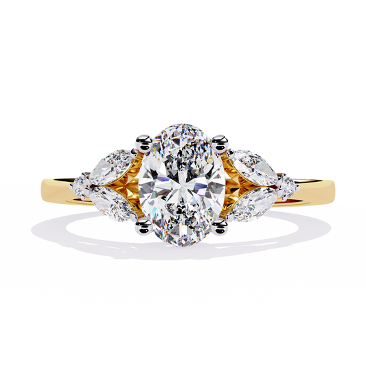 Oval Engagement Ring with Marquise Side Stones