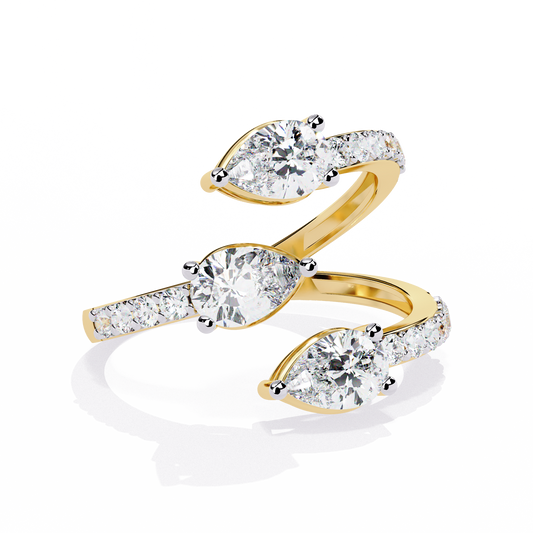 Diamond Serpent Wrap Ring | Modern Three Stone Design
