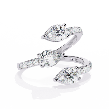 Diamond Serpent Wrap Ring | Modern Three Stone Design