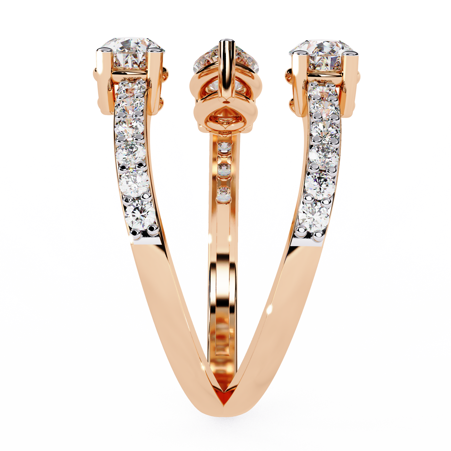 Diamond Serpent Wrap Ring | Modern Three Stone Design