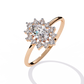 Snowflake Oval Engagement Ring | Delicate Starburst Halo Design