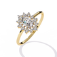 Snowflake Oval Engagement Ring | Delicate Starburst Halo Design