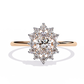 Snowflake Oval Engagement Ring | Delicate Starburst Halo Design