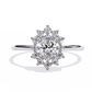 Snowflake Oval Engagement Ring | Delicate Starburst Halo Design