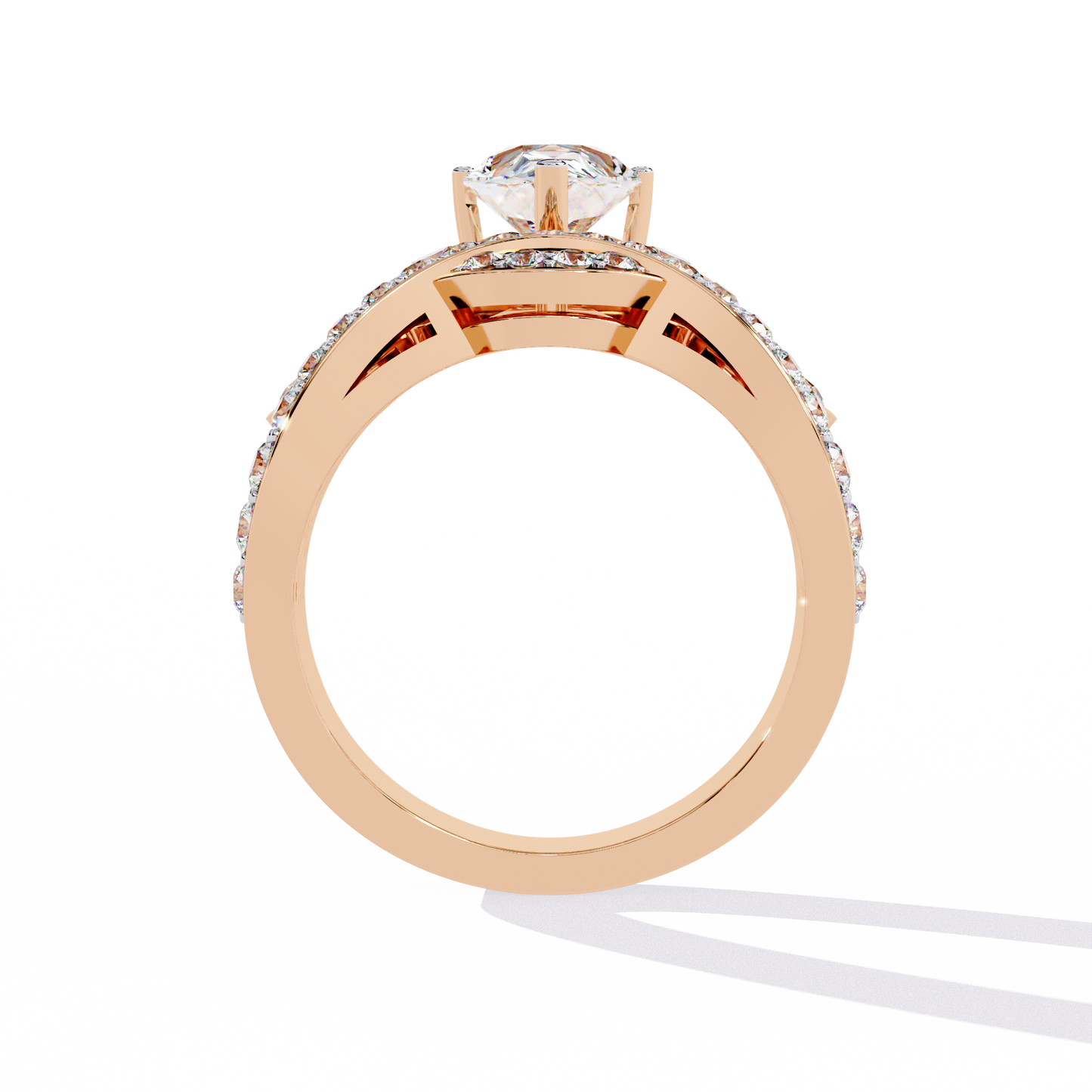 Diamond Peacock Statement Ring | Pear Cut Art Deco Design