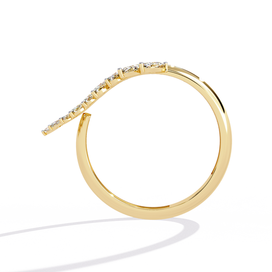Diamond Feather Ring | Elegant Marquise Statement Band