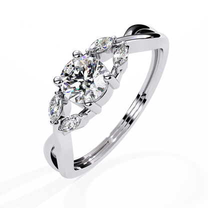 Infinity Engagement Ring with Marquise Side Stones | Romantic Twisted Band