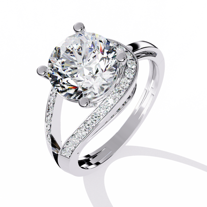 Swirl Split Shank Engagement Ring | Modern Solitaire Design