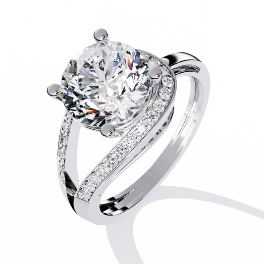 Swirl Split Shank Engagement Ring | Modern Solitaire Design