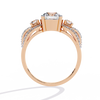Classic Three Stone Diamond Ring | Elegant Split Shank with Halo Accents