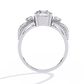 Classic Three Stone Diamond Ring | Elegant Split Shank with Halo Accents