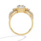 Classic Three Stone Diamond Ring | Elegant Split Shank with Halo Accents