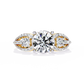 Classic Three Stone Diamond Ring | Elegant Split Shank with Halo Accents