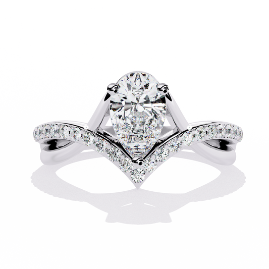Pear Diamond Tiara Ring | Modern Chevron Engagement Ring