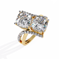 Double Cushion Cut "You and Me" Halo Ring