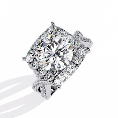Cushion Cut Butterfly Halo Engagement Ring
