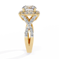 Cushion Cut Butterfly Halo Engagement Ring