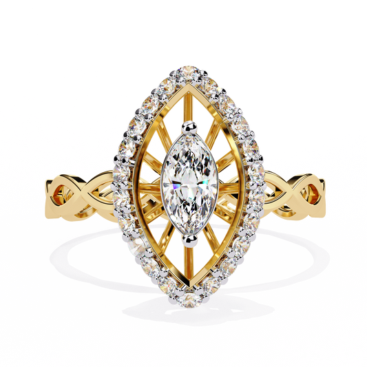 Marquise Diamond Halo Engagement Ring with Infinity Band