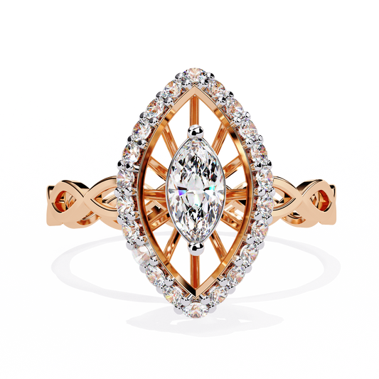 Marquise Diamond Halo Engagement Ring with Infinity Band