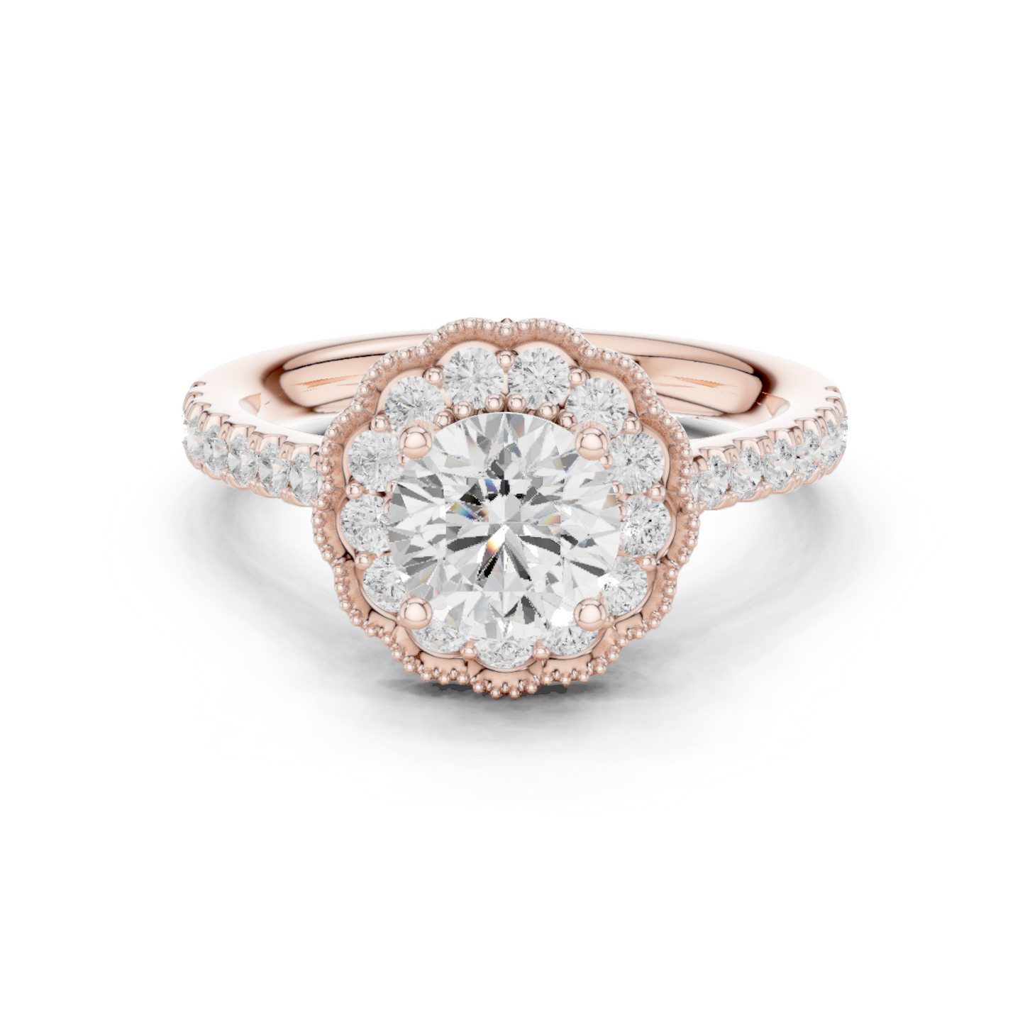 Round Floral Halo Vintage Ring