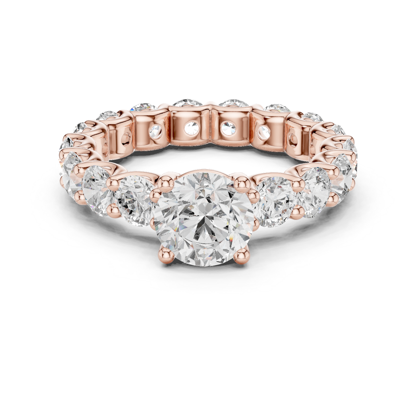 Round Diamond Ring with Shared Prong Eternity Band