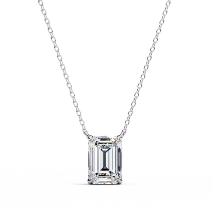 Emerald Cut Solitaire Necklace | Minimalist Bezel Set Pendant