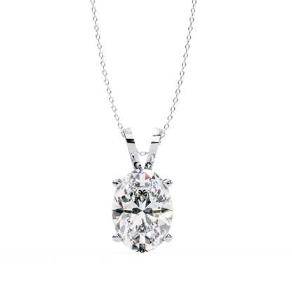 Oval Diamond Solitaire Pendant with 4-Prong Setting