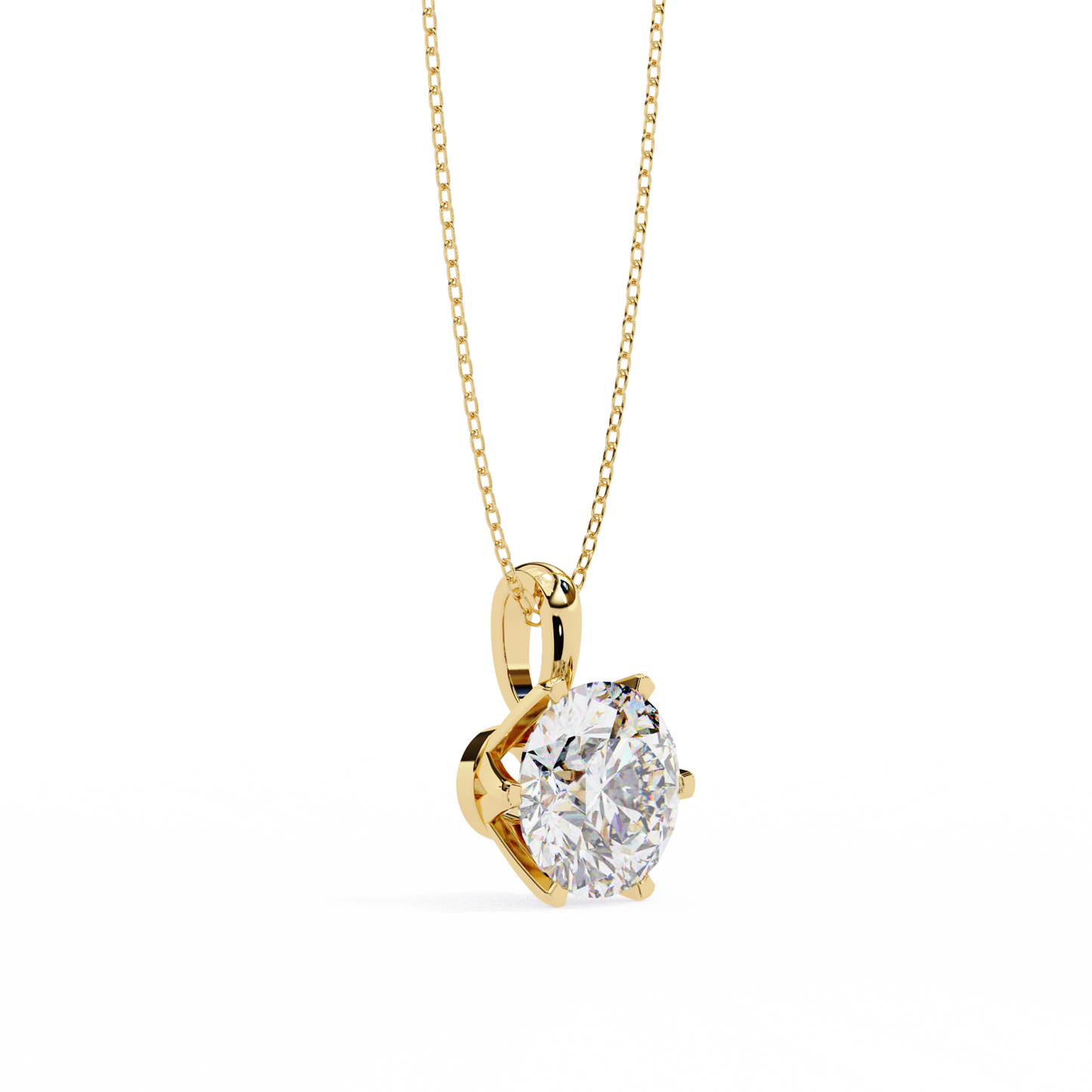 Petal Solitaire Diamond Necklace | 6-Prong Round Pendant