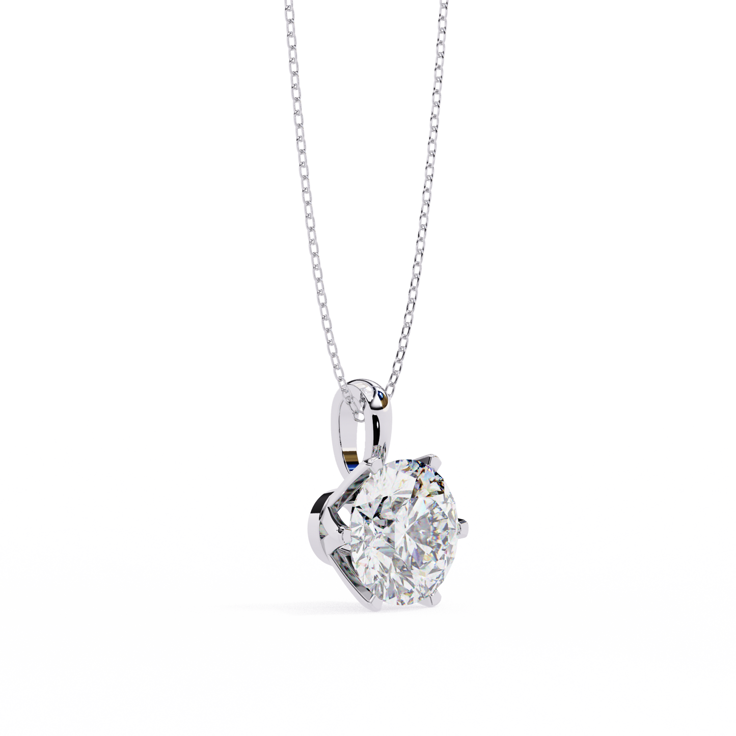 Petal Solitaire Diamond Necklace | 6-Prong Round Pendant