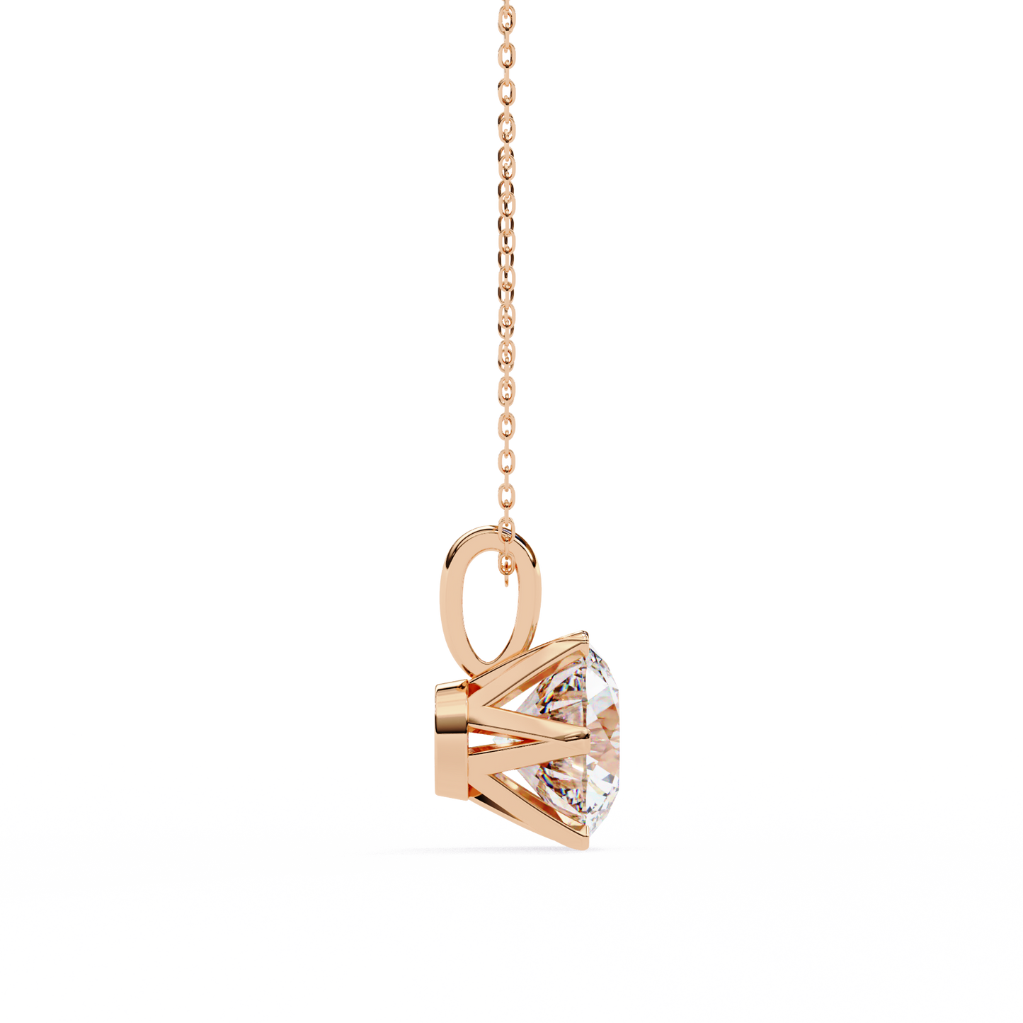 Petal Solitaire Diamond Necklace | 6-Prong Round Pendant
