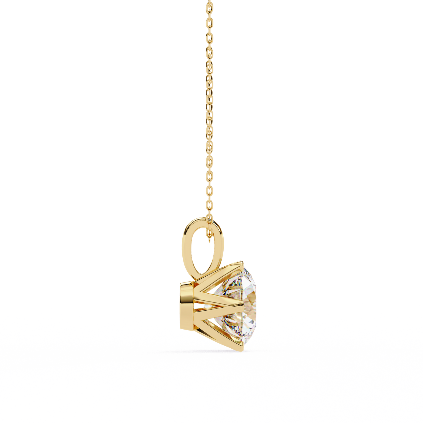 Petal Solitaire Diamond Necklace | 6-Prong Round Pendant