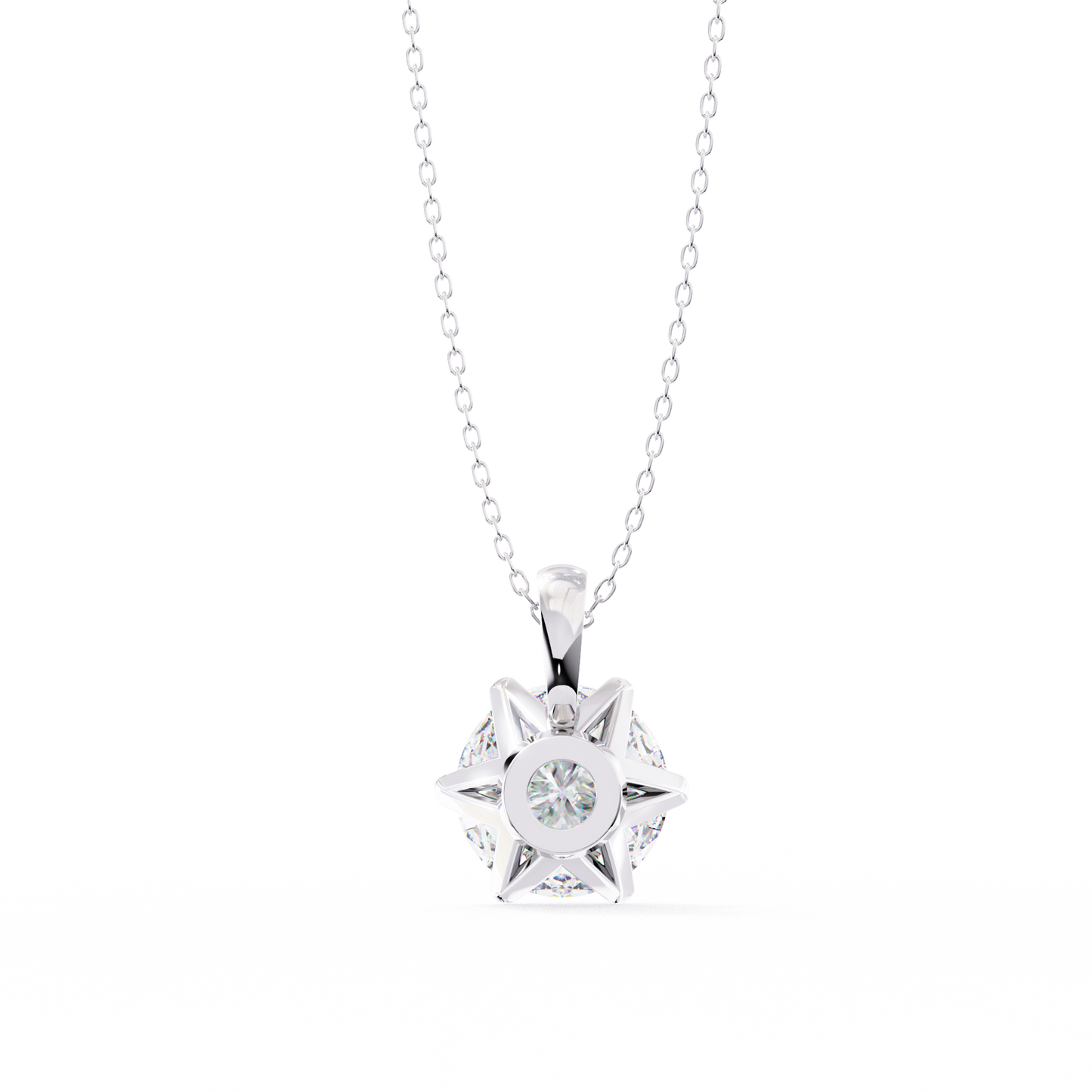 Petal Solitaire Diamond Necklace | 6-Prong Round Pendant